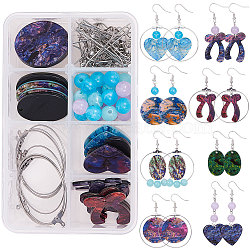 DIY Earring Making, with Cellulose Acetate(Resin) Pendants, Acrylic Imitation Gemstone Beads and Brass Earring Hooks, Mixed Color, 27.5x2.5mm, Hole: 1.6mm(DIY-SC0008-39)