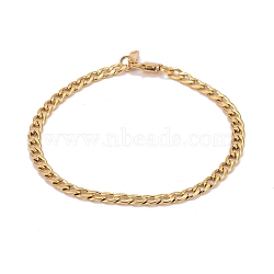 304 Stainless Steel Curb Chains Bracelets, Couple Bracelets for Women, Golden, 8 inch(20.2cm)(BJEW-JB06272-01)