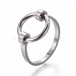 304 Stainless Steel Finger Rings, Ring, Stainless Steel Color, Size 9, 19mm(RJEW-E158-08P-19mm)