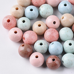 Antique Style Opaque Acrylic Beads, Round, Mixed Color, 10mm, Hole: 2mm, about 900pcs/500g(SACR-N007-A-M)