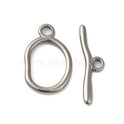 Non-Tarnish 304 Stainless Steel Toggle Clasps, Oval, Stainless Steel Color, Oval: 24.5x15.5x3mm, Hole: 3.5mm, bar: 7.5x28x2mm, Hole: 3mm(STAS-Q324-09P)