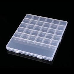 Transparent Plastic Bead Containers, with 31 Compartments, for DIY Art Craft, Nail Diamonds, Bead Storage, Rectangle, Clear, 21x24x1.8cm(CON-YW0001-46)