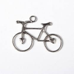 Tibetan Style Alloy Pendants, Cadmium Free & Lead Free, Bicycle, Antique Silver, 23x31x2mm, Hole: 2mm(X-TIBEP-21224-AS-RS)