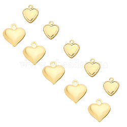 304 Stainless Steel Pendants, Puffed Heart, Golden, 13x11.5x4.5mm, Hole: 1.2mm, 40pcs/box(STAS-UN0018-62G)