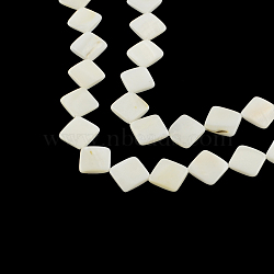 Rhombus Natural Sea Shell Beads Strands, 10~12x10~12x2.5~3mm, Hole: 1mm, about 38pcs/strand, 15.3 inch(SSHEL-F290-08A)