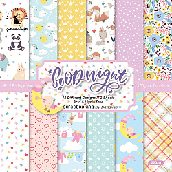 24 Sheets 12 Styles Cute Baby Scrapbook Paper Pads, for DIY Album Scrapbook, Background Paper, Diary Decoration, Colorful, 152x152mm, 2 sheets/style(PW-WG55067-01)