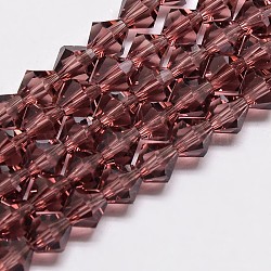 Imitate Austrian Crystal Bicone Glass Beads Strands, Grade AA, Faceted, Medium Violet Red, 3x3.5mm, Hole: 0.8mm, about 120~125pcs/strand, 14.8 inch(GLAA-F029-3x3mm-05)