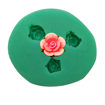Flower Theme DIY Silicone Molds, Fondant Molds, Resin Casting Molds, for Chocolate, Candy, UV Resin & Epoxy Resin Craft Making, Light Sea Green, 40x40x9mm