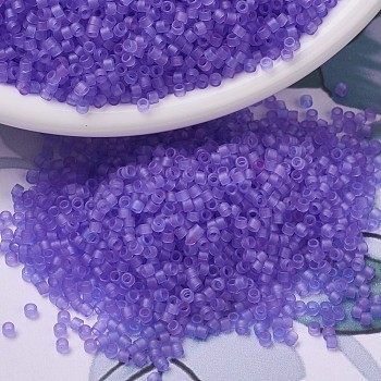 MIYUKI Delica Beads, Cylinder, Japanese Seed Beads, 11/0, (DB0783) Dyed Semi-Frosted Transparent Purple, 1.3x1.6mm, Hole: 0.8mm, about 2000pcs/10g