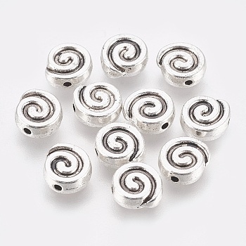 Tibetan Style Alloy Beads, Antique Silver, Lead Free & Cadmium Free, 9x8x3.5mm, Hole: 2mm
