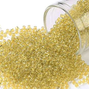 TOHO Round Seed Beads, Japanese Seed Beads, (2151) Inside Color Crystal Yellow, 11/0, 2.2mm, Hole: 0.8mm, about 50000pcs/pound