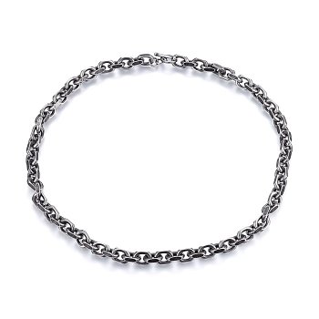 304 Stainless Steel Cable Chain Necklaces, with Toggle Clasps, Antique Silver, 23.62 inch(60cm), 9.5mm