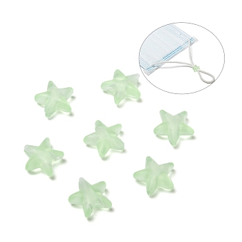 Star PVC Plastic Cord Lock for Mouth Cover, Anti Slip Cord Buckles, Rope Adjuster, Pale Green, 10.5x10.5x4mm, Hole: 2.5x4mm