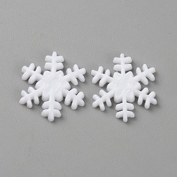 Plastic Cabochons, Snowflake, White, 16.5x14.5x2.5mm