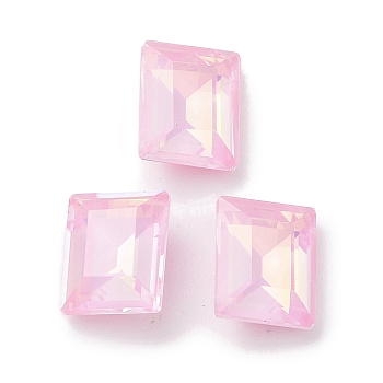 Glass Rhinestone Cabochons, Point Back & Back Plated, Faceted, Rectangle, Hyacinth, 8x10x4mm