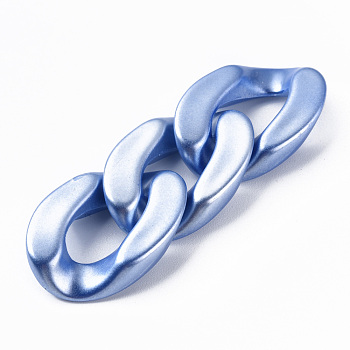 Opaque Acrylic Linking Rings, Quick Link Connectors, for Curb Chains Making, Pearlized, Twist, Cornflower Blue, 29x20x6mm, Inner Diameter: 8x16mm