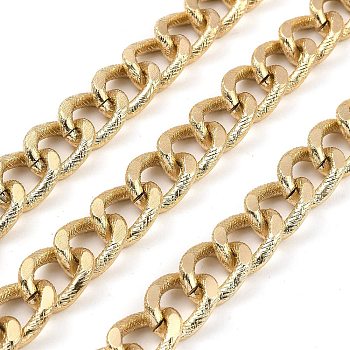 Aluminium Curb Chains, Unwelded, with Spool, Light Gold, 17x13x3mm, about 32.81 Feet(10m)/Roll