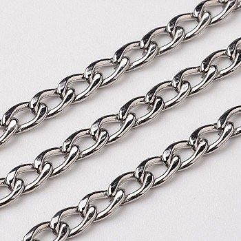 304 Stainless Steel Twisted Chains Curb Chains, Unwelded, Stainless Steel Color, 3x1mm