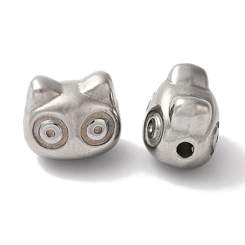 Non-Tarnish 304 Stainless Steel Beads, Cat, Stainless Steel Color, 9x11x8mm, Hole: 1.6mm