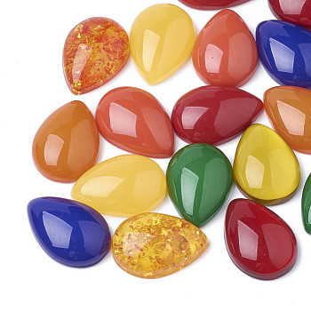 Resin Cabochons, teardrop, Mixed Color, 18.5x13x5mm