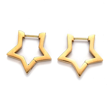 304 Stainless Steel Star Huggie Hoop Earrings, Golden, 20x21x3mm, Pin: 1mm