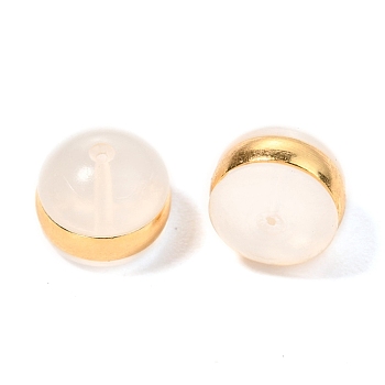 TPE Plastic Ear Nuts, with 316 Surgical Stainless Steel Findings, Earring Backs, Half Round/Dome, Real 18k Gold Plated, 4x5mm
