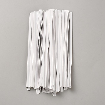 100Pcs Paper Wire Twist Ties, Wrapping Supplies for Gift Bags, Party Cake Pops, Art Craft, White, 120x4x0.5mm
