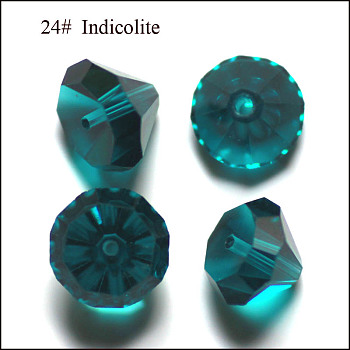 Imitation Austrian Crystal Beads, Grade AAA, Faceted, Diamond, Dark Cyan, 7x5mm, Hole: 0.9~1mm