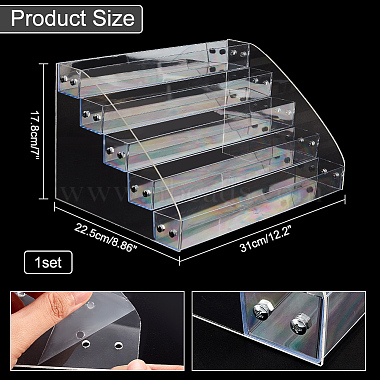 5 couche d'organisateur de vernis à ongles en acrylique transparent(ODIS-WH0034-18)-2