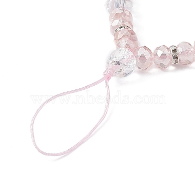 Perles de strass en verre et argile polymère rondelle chaînes de dragonne de téléphone(HJEW-JM00877-01)-3