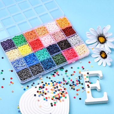 8400 piezas 24 colores de cuentas de arcilla polimérica hechas a mano(CLAY-YW0001-11B-4mm)-6