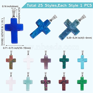 25Pcs 25 Styles Natural & Synthetic Gemstone Pendants(G-SZ0002-14)-2