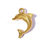 304 Stainless Steel Pendants, Dolphin Charms, Ion Plating(IP), Hand Polished, Real 18K Gold Plated, 21x15mm, Hole: 1.9mm(STAS-OY015-23G)