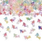 100Pcs Luminous Transparent Resin Cabochons, Fish, with Glitter Powder, Glow in the Dark, Mixed Color, 15x8x3.5mm(RESI-YW0004-65)
