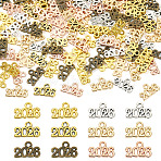 120Pcs 6 Colors Alloy Pendants, Number 2026 Charms, Mixed Color, 9x14x1.3mm, Hole: 1.8mm, 20pcs/color(FIND-TA0006-34)
