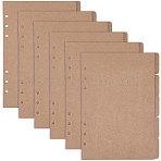5Pcs Kraft Paper Binder Dividers, 6-Hole Index Page Tab for Planner & Notebook & Loose Leaf Binders, Rectangle, Tan, 210x150x0.2mm, Hole: 4.8mm(AJEW-CP0011-76B)