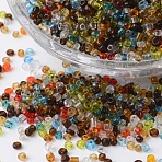 12/0 Transparent Colours Round Glass Seed Beads, Mixed Color, 2~3x1.5~2mm, Hole: 0.8~1mm, about 37500pcs/pound(SEED-K003-2mm-M11)