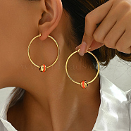 Exaggerated Circle Stainless Steel Hoop Earrings, Classic and Fashionable Women's Accessories, Orange, 48x43.8mm(KO7110-4)