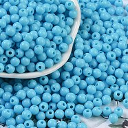 Opaque Acrylic Beads, Round, Deep Sky Blue, 5x4mm, Hole: 1.6mm, about 12500pcs/500g(SACR-A007-01C-07)