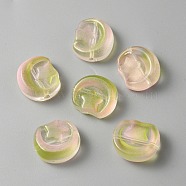Transparent Glass Beads, Moon with Star, Yellow Green, 14x12x6mm, Hole: 1.2mm(GLAA-TAC0020-05E)