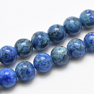 Natural Marble Beads Strands, Round, Dyed & Heated, Royal Blue, 6mm, Hole: 1mm, about 62pcs/strand, 15 inch(38cm)(X-G-K211-6mm-C)