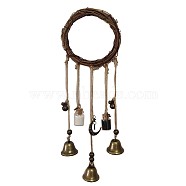 Witch Bell Car Protection Witchcraft Wicca Wind Chime, Bamboo & Rattan Doorbell Porch Garden Window Decoration, with Glass Bottle and Metal Bell, Mixed Color, 120mm(PW-WG12271-05)
