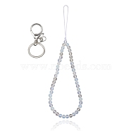 Opalite and Iron Alloy Lobster Claw Clasp Keychain, with Braided Nylon Thread, 27~27.5cm(HJEW-SW00007-19)