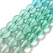 Dyed & Heated Synthetic Quartz Beads Strands, Gradient Color Round Beads, Green, 10mm, Hole: 1mm, about 41~42pcs/strand, 14.76''~15.16''(37.5~38.5cm)(G-P502-01C-01)