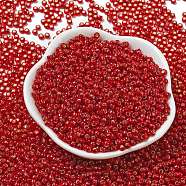 TOHO Round Seed Beads, Japanese Seed Beads, (25C) Silver Lined Ruby, 8/0, 3mm, Hole: 1mm, about 10000pcs/pound(SEED-TR08-0025C)