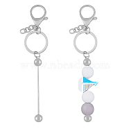 Iron Bar Beadable Keychain for Jewelry Making DIY Crafts, with Lobster Clasps, Platinum, 151mm(KEYC-WH0034-32P)