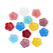 Czech Glass Beads, Opaque and Transparent Effect, Flower, Mixed Color, 14x4mm, Hole: 1mm, about 120pcs/bag(GLAA-G077-06)