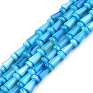 Natural Freshwater Shell Beads Strands, Dyed, Mushroom, Deep Sky Blue, 7.5x4mm, Hole: 0.9mm, about 51pcs/strand, 15.35 inch(39cm)(SHEL-N026-213-B02)