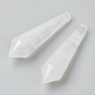 Natural Quartz Crystal Beads, Healing Stones, Reiki Energy Balancing Meditation Therapy Wand, No Hole/Undrilled, for Wire Wrapped Pendant Making, Bullet, 51.5~56x14.7~16.2mm(G-H256-10)