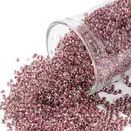 TOHO Round Seed Beads, Japanese Seed Beads, (186) Inside Color Luster Crystal/Terra Cotta Lined, 15/0, 1.5mm, Hole: 0.7mm, about 3000pcs/10g(X-SEED-TR15-0186)
